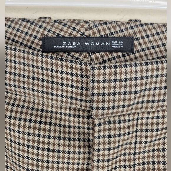 Zara Womens Houndstooth High Rise Skinny Trouser Pants - Picture 3 of 12